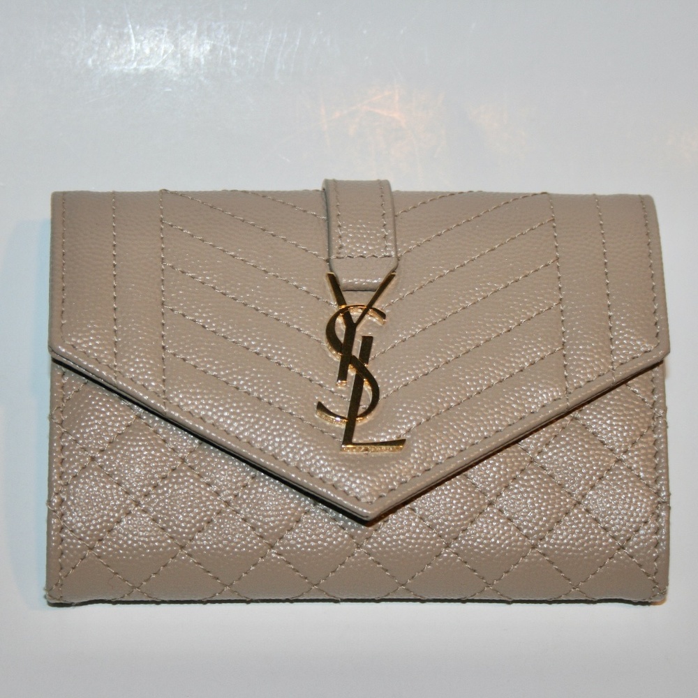 YSL Saint Laurent Monogram Matelasse Envelope Wallet